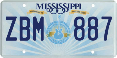 MS license plate ZBM887