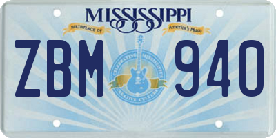 MS license plate ZBM940