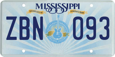 MS license plate ZBN093