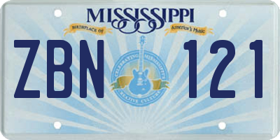 MS license plate ZBN121
