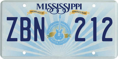 MS license plate ZBN212