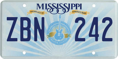 MS license plate ZBN242