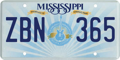 MS license plate ZBN365