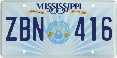 MS license plate ZBN416