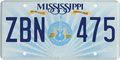 MS license plate ZBN475