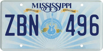 MS license plate ZBN496