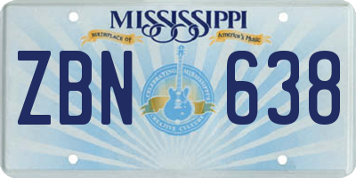 MS license plate ZBN638