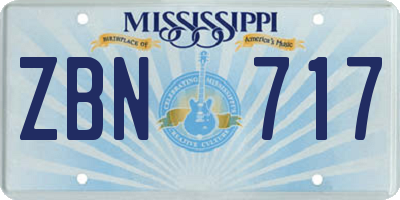 MS license plate ZBN717