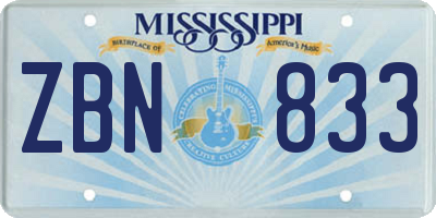 MS license plate ZBN833