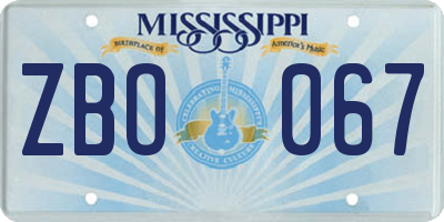 MS license plate ZBO067