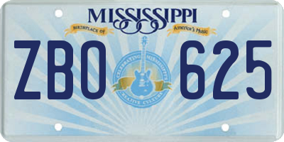 MS license plate ZBO625