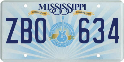 MS license plate ZBO634