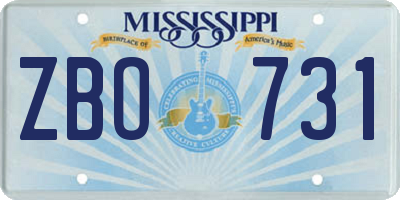 MS license plate ZBO731