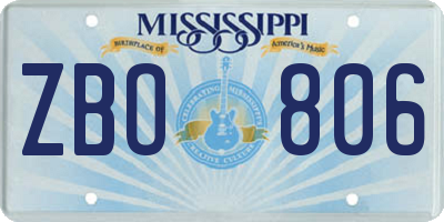 MS license plate ZBO806