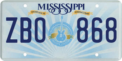 MS license plate ZBO868