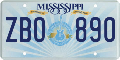 MS license plate ZBO890
