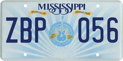 MS license plate ZBP056