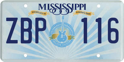MS license plate ZBP116