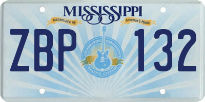 MS license plate ZBP132