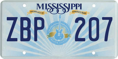MS license plate ZBP207
