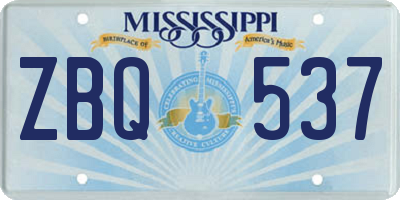 MS license plate ZBQ537