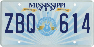 MS license plate ZBQ614