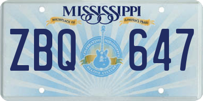 MS license plate ZBQ647