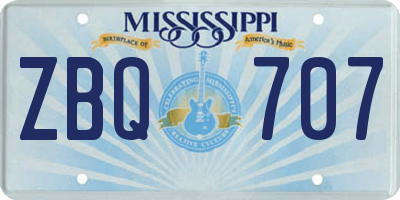 MS license plate ZBQ707