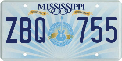 MS license plate ZBQ755