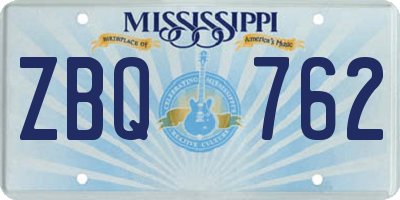 MS license plate ZBQ762