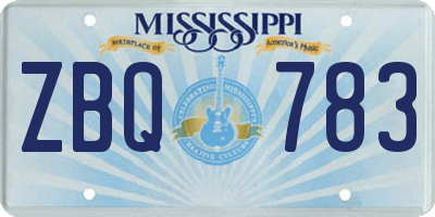 MS license plate ZBQ783