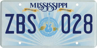 MS license plate ZBS028