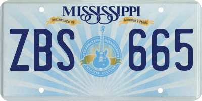 MS license plate ZBS665