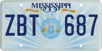 MS license plate ZBT687
