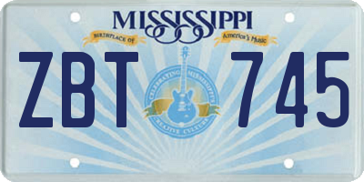 MS license plate ZBT745