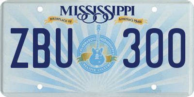 MS license plate ZBU300