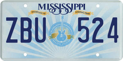 MS license plate ZBU524