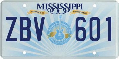 MS license plate ZBV601