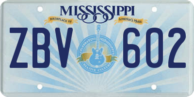 MS license plate ZBV602