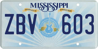 MS license plate ZBV603
