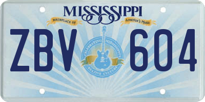 MS license plate ZBV604