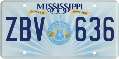 MS license plate ZBV636