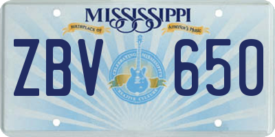 MS license plate ZBV650