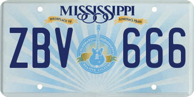 MS license plate ZBV666