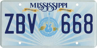 MS license plate ZBV668