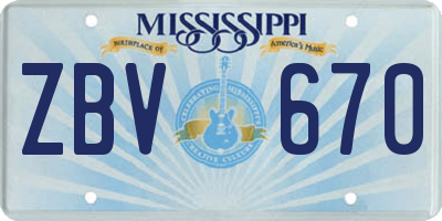 MS license plate ZBV670