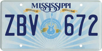MS license plate ZBV672