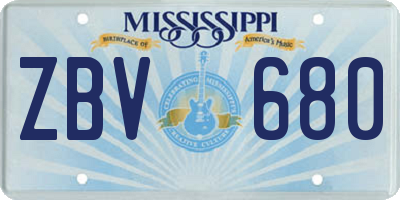 MS license plate ZBV680