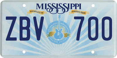 MS license plate ZBV700