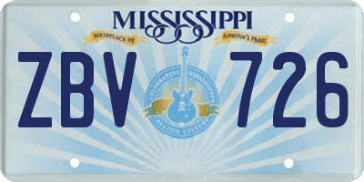 MS license plate ZBV726